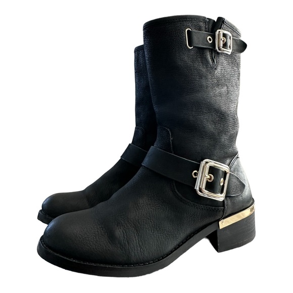 Vince Camuto Shoes - Vince Camuto Women's Windy Motorcycle Leather Boots Size 7M Black